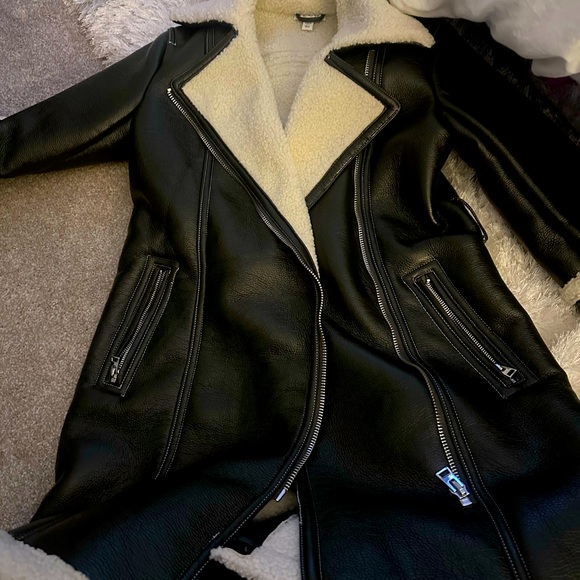 Topshop Faux Leather Coat - Picture 1 of 3